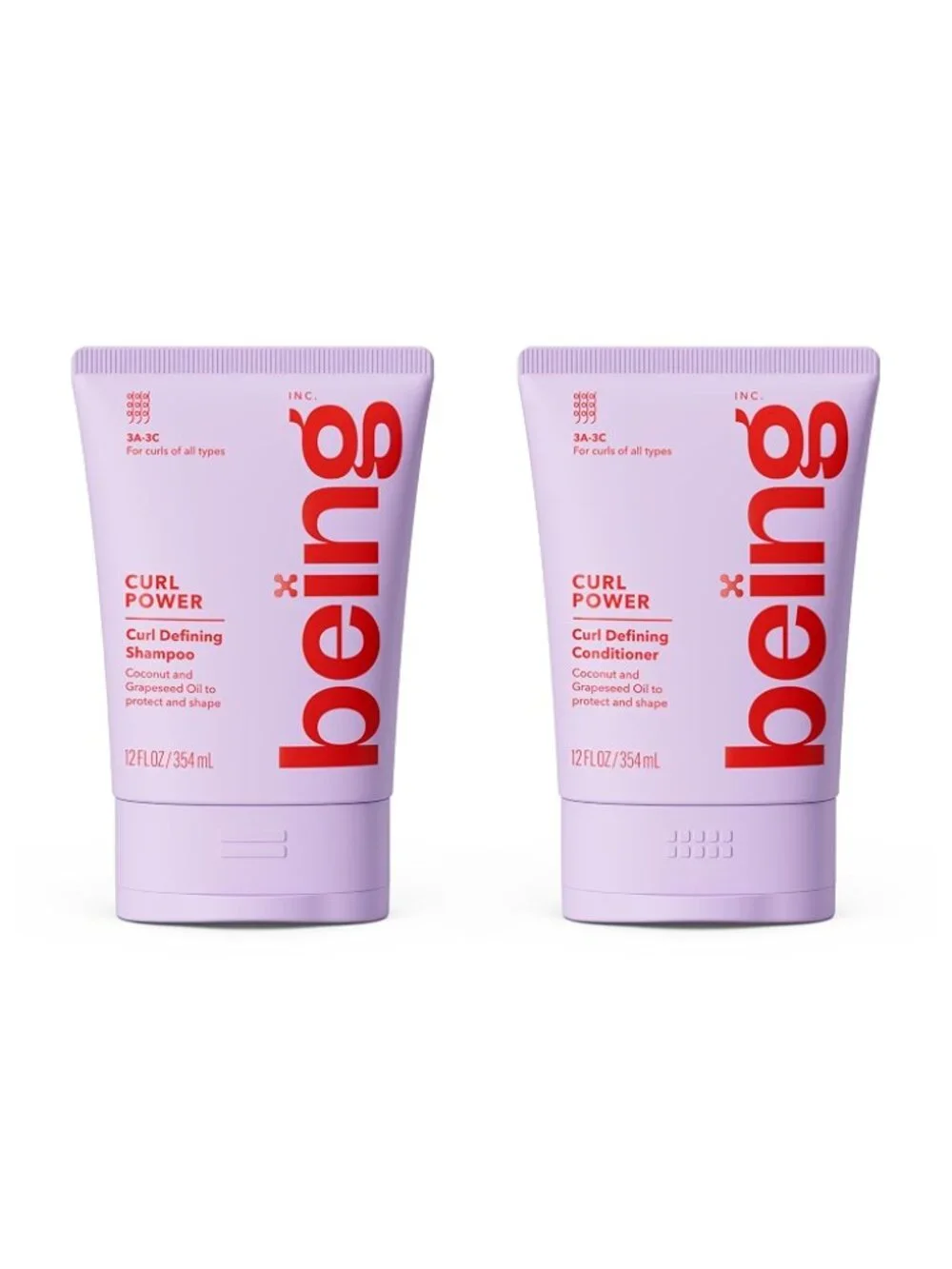 BEING Full Size 12oz Curl Power Shampoo & Conditioner Set for 3A - 3C Hair